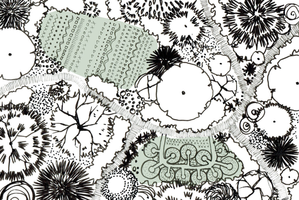 Illustration d'un jardin forêt